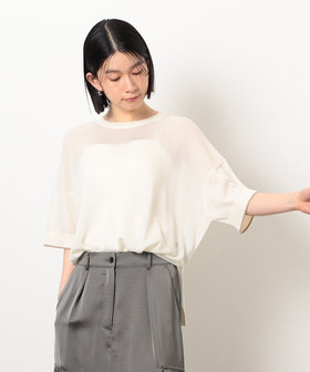 前後2WAY シアー配色ニットT（12-76KK14-205）｜コムサイズム