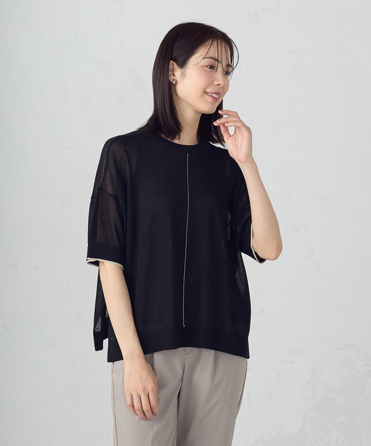 前後2WAY シアー配色ニットT（12-76KK14-205）｜COMME CA ISM