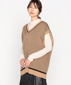 幾何学柄 オーバーサイズベスト（12-77KE04-203）｜コムサイズム