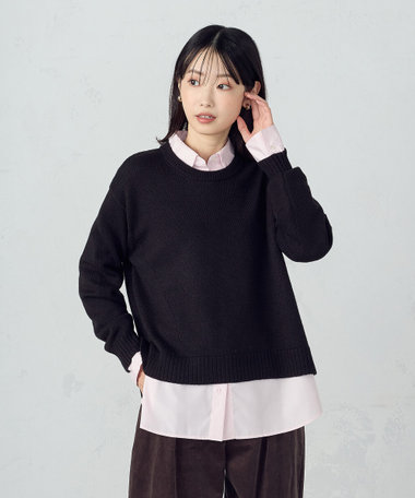 【ウォッシャブル】日本の色　クルーネックニット