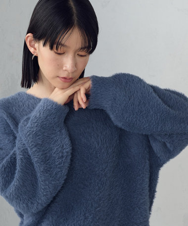 【ウォッシャブル】シャギー Ｖネックニット