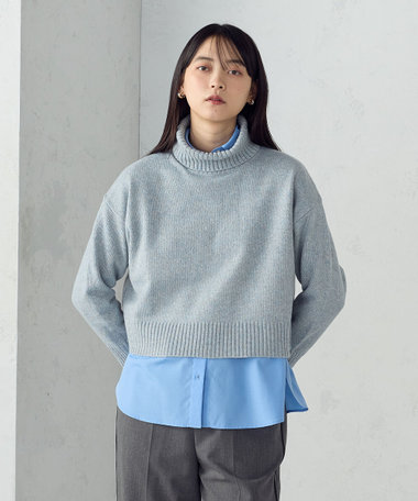 【ウォッシャブル】オフタートルニット