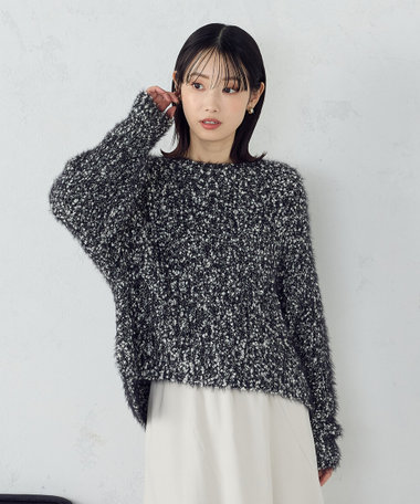 ネップシャギー ボートネック ニット