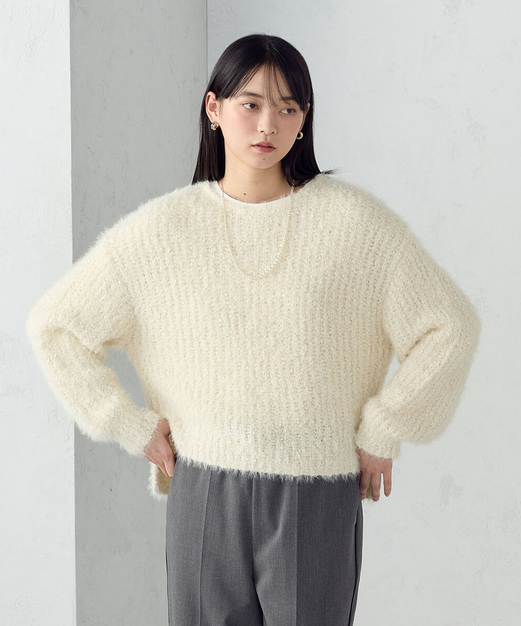 ネップシャギー ボートネック ニット