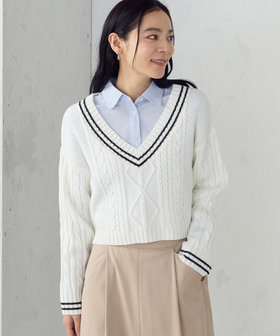 ミドルゲージ 畦Vネックニット（12-77KI11-204）｜コムサイズム