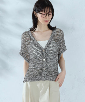 ミックスカラーメッシュ ボタンベスト