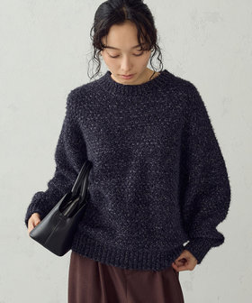 ラメモール シャギー クルーネックニット