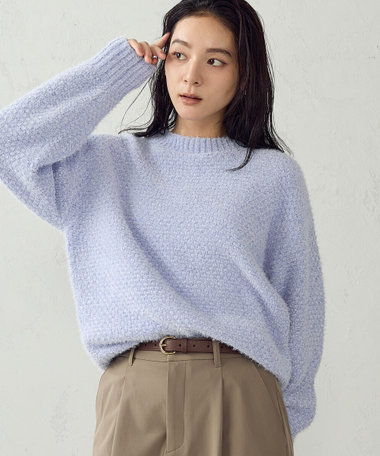 ラメモール シャギー クルーネックニット
