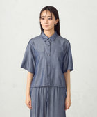 ブラウス シャツ デニム風ドロスト付き ショートシャツ / セットアップ対応 レディース COMME CA ISM ブラウス シャツ デニム風ドロスト付き ショート