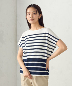 ウォッシャブル】 前後2WAY フレンチスリーブニットTシャツ