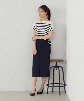 ウォッシャブル】 前後2WAY フレンチスリーブニットTシャツ（12