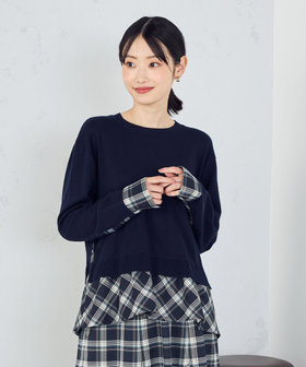 BLESS N° 25 ブラックニット 半袖　短丈 ウォッシャブル】透かし柄半袖ニットシャツ（12-57KK11-205