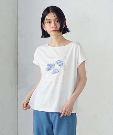 水彩タッチ 花プリントTシャツ（12-90TK03-205）｜コムサイズム