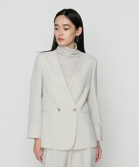 セットアップ対応】アチェローザダブルクロス ノーカラージャケット