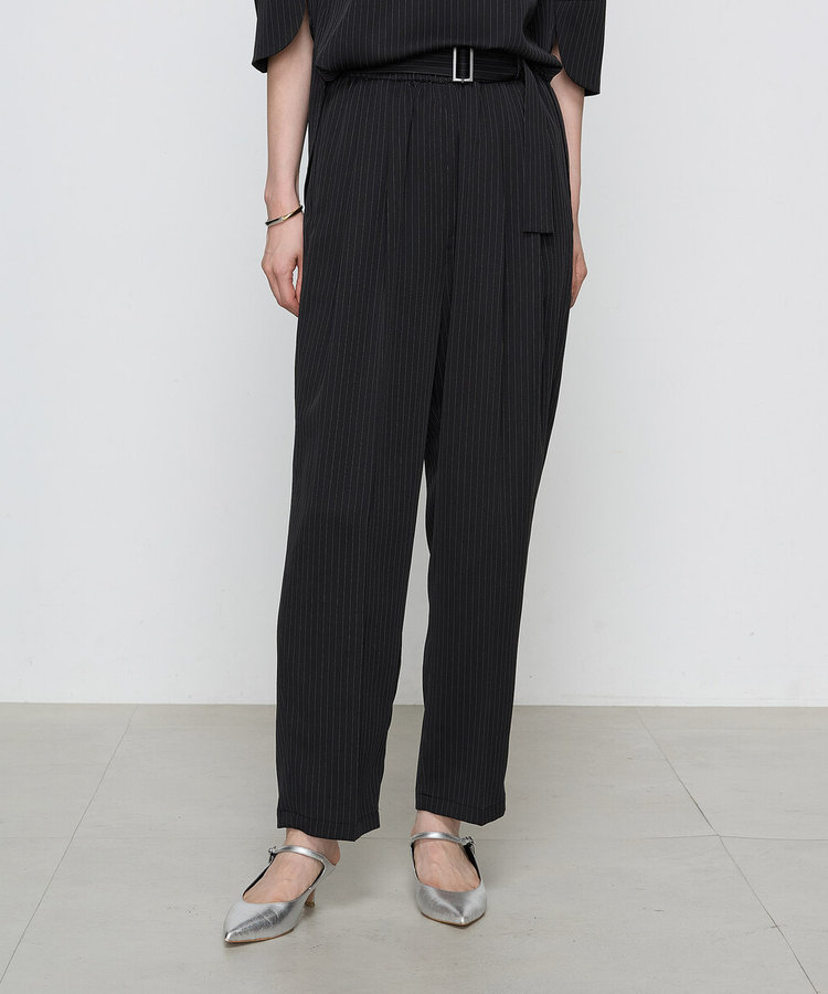 【ブライトリーセットアップ】サテンストライプ ワイドパンツ