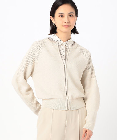 透かし編みニットブルゾン