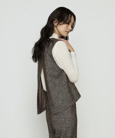 ツイード柄リバージャージー アンサンブルプルオーバー