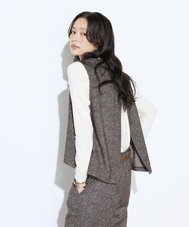 ツイード柄リバージャージー アンサンブルプルオーバー