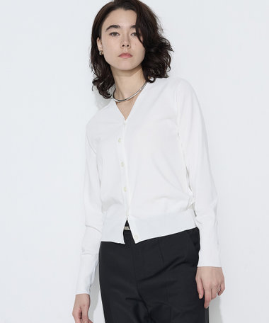 コットンダルストレッチ Vネックカーディガン