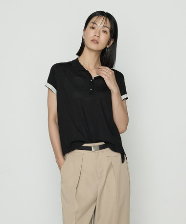 シルキー天竺ニット ポロニットプルオーバー