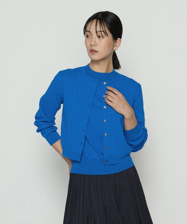 コットンダルストレッチ ケーブルカーディガン