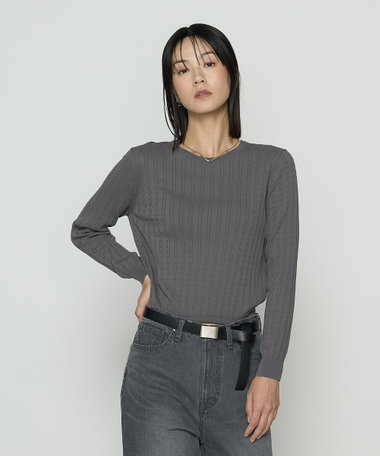 コットンダルストレッチ ケーブルプルオーバー