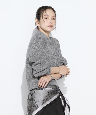 和紙ブークレー Vネックプルオーバー