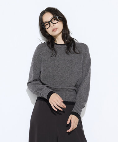 カシミヤ混ウール バイカラーニット