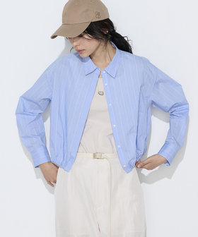 コットンナイロンストライプ クロップドシャツ