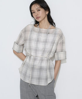 モノトーンシアーチェック ブラウス