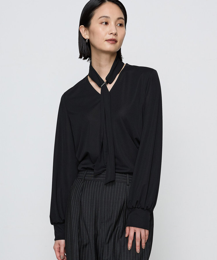 NEWYORKER｜ドットプリント 5分袖ボウタイブラウス | Rakuten