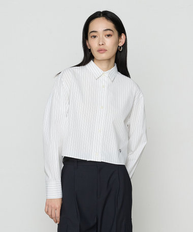 ストライプタイプライター／バルキーオックスフォード クロップドシャツ
