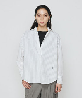 YLEVE ストライプクロップドシャツ YLEVE ストライプクロップドシャツ YLEVE ストライプクロップド