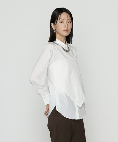 コットンナイロンシャンブレー カーチフ付きシャツ