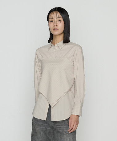 コットンナイロンシャンブレー カーチフ付きシャツ