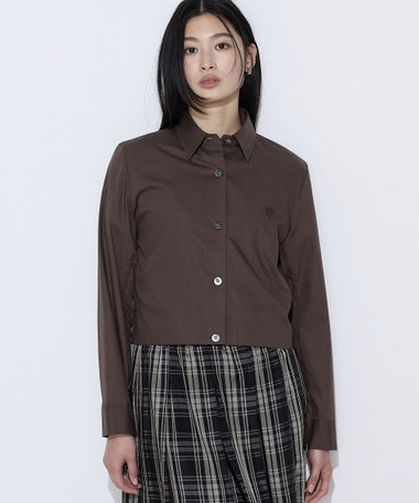 コットンポプリンストライプ クロプトシャツ