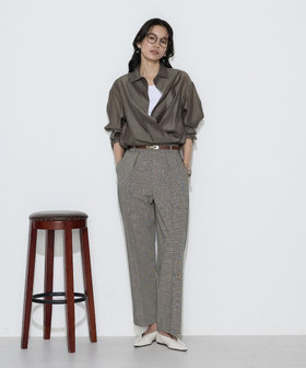 新品タグ付き✨️25AW　カオス　フェインシルクシャツ　タンブラー加工　グレージュ 洗える】LISERONS ／ シルクシャツブラウス