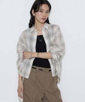 モノトーンシアーチェック シャツ