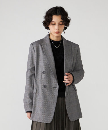 【セットアップ対応】先染グレンチェック ダブルブレストジャケット