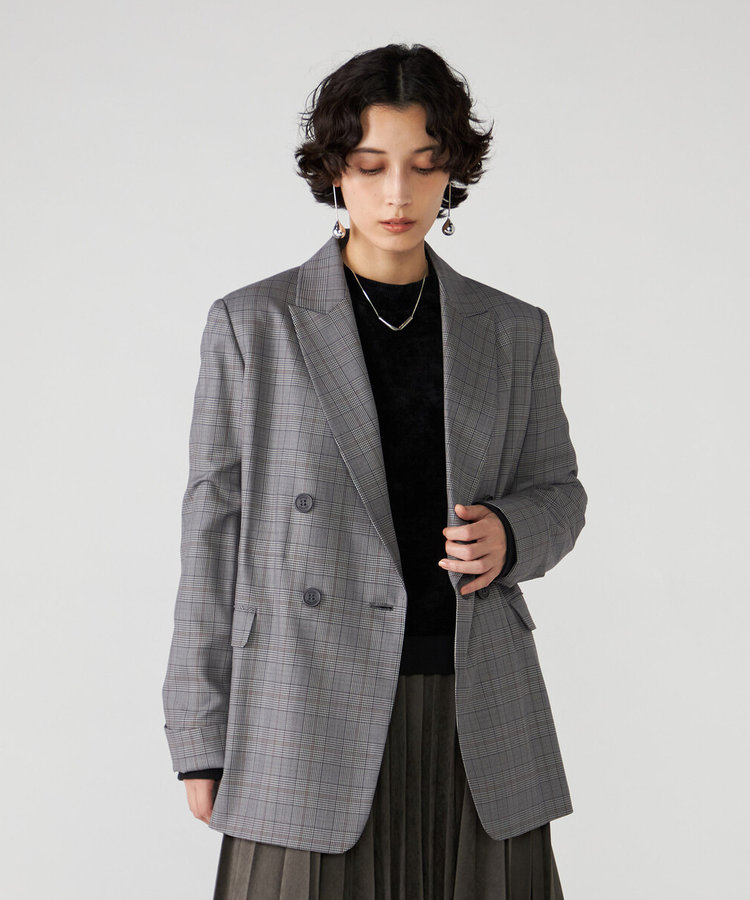 【セットアップ対応】先染グレンチェック ダブルブレストジャケット