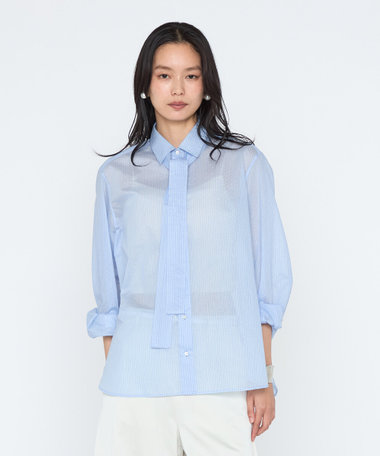 シアーストライプ ボウタイシャツ