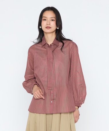 シアーストライプ ボウタイシャツ