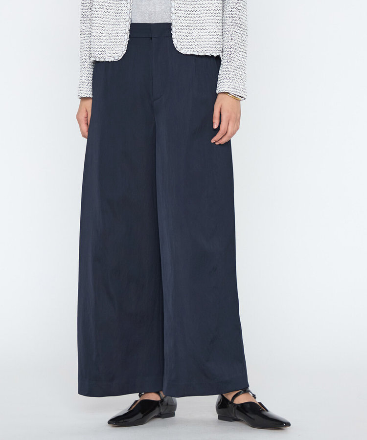 ヴィスコースレープサテン サイドタックワイドパンツ