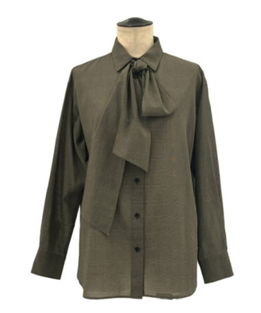 シアーグレンチェックボイル ボウタイシャツ