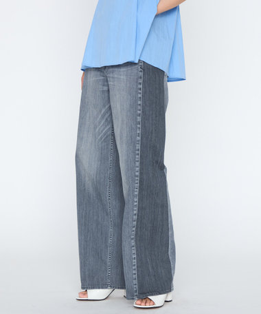 中空ストレッチデニム ワイドジーンズ