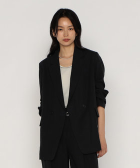 ⭐️ブラック ダブルブレストジャケット⭐️タイムセール リネンストレッチ平織り ダブルブレストジャケット（18-11JK02-205