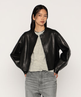 トルコラムレザー ノーカラージャケット（18-11LM01-205）｜（Maison