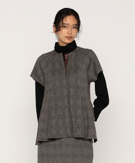 グレンチェックジャカードジャージー ペプラムジレ