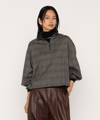 グレンチェックジャカードジャージー ジップアッププルオーバー