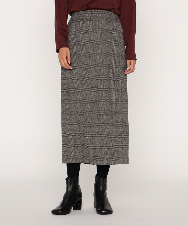 グレンチェックジャカードジャージー タイトスカート（18-13FM03-205